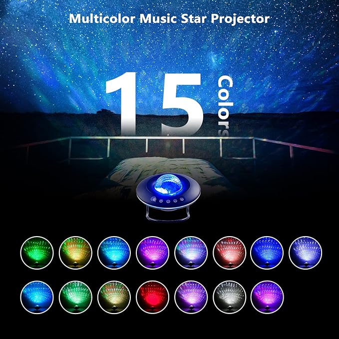 Star Projector, Galaxy Starry Projection Lamp, Bluetooth Speaker Aurora Lighting with Timer and Remote Control, LED Sky Night Light for Kids Bedroom, Gaming Decor, Home Theater, Ceiling