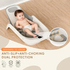 Baby Bathtub for Newborn to Toddler, Reclining Newborn Bathtub, Adjustable Baby Tub with Bath Kneeler Pad & Clean Rinse Cup, 0-36 Months (Gray)