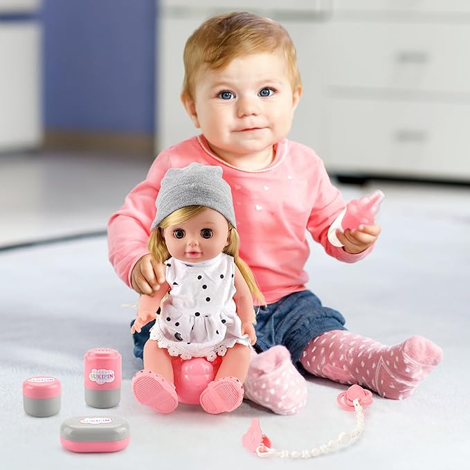 Baby Doll Bath Set, Bathtub Baby Doll Playset for Todders, for 3 4 5 Year Old Girls, Party Favors Toys Stocking Stuffers for Toddlers Kids (Bathtub Set)