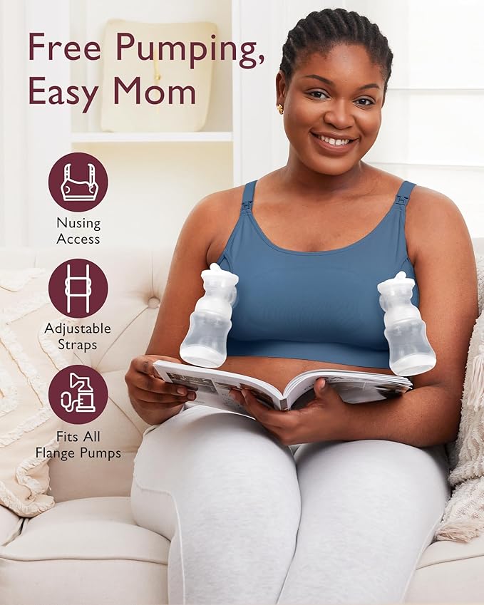 Momcozy Hands Free Pumping Bra, Adjustable Breast-Pumps Holding and Nursing Bra, Pumping & Nursing Bra in One