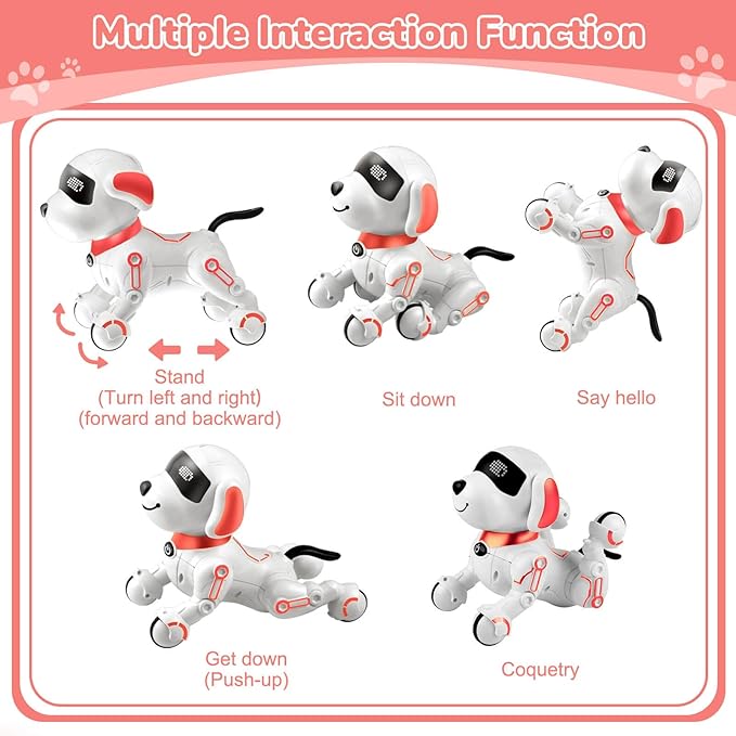 Robot Dog Toys for Kids 8 9 10 11 12, Remote Control Dogs, Robot Dog for Kids 8-12, Pet Robotic, Electric Toy, Robotic Dogs, Toys for 5 6 7 8 9 10 11 12 Years Old Boys Girls, Pink