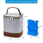 Breast Milk Cooler Bag with Ice Pack Fits 4 Baby Bottles Up to 9 Ounce, Baby Bottle Bag Great for Nursing Mom Daycare, Strap