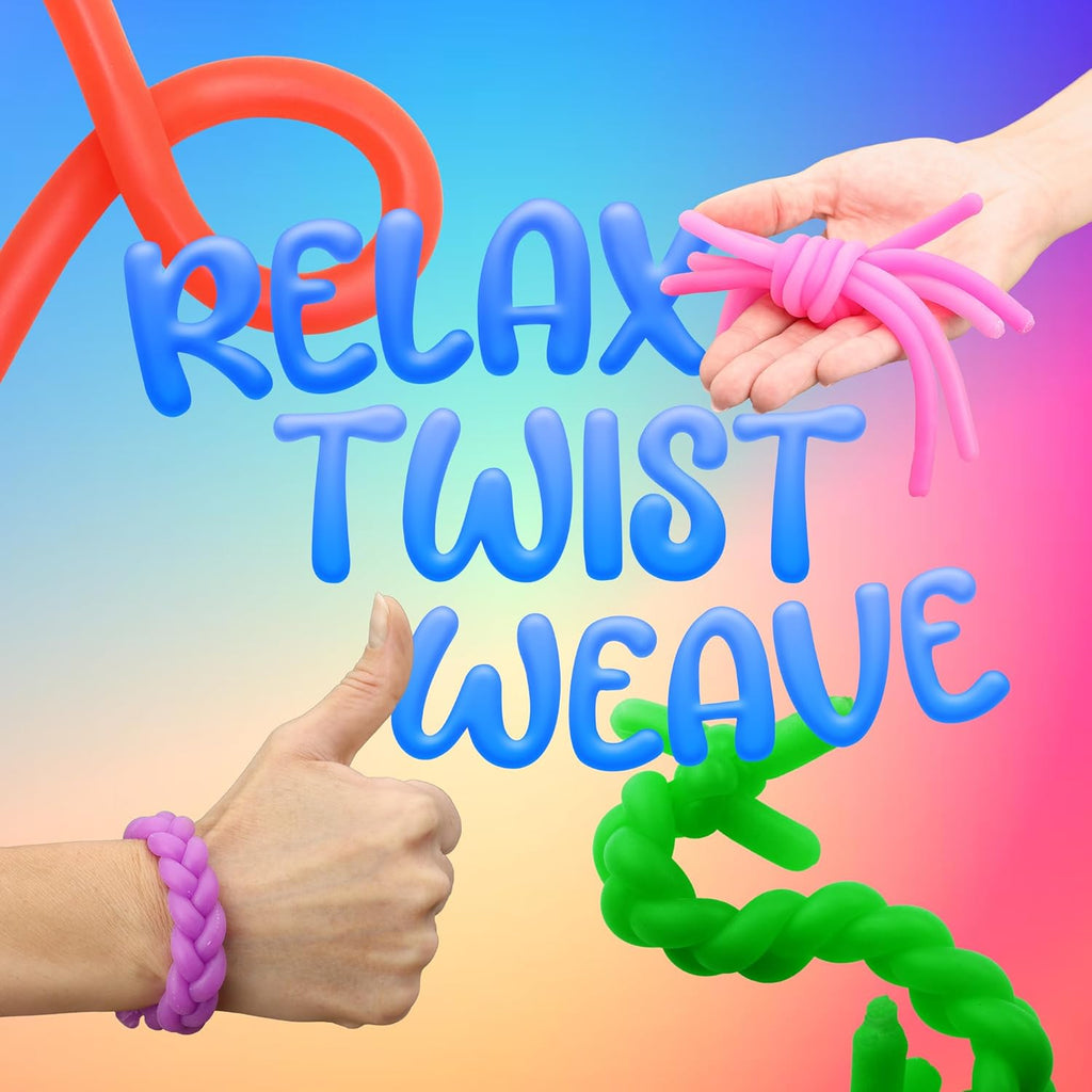 12 Pack Monkey Noodles - Fidget Stretchy Sensory Toys for Kids and Toddlers - Autism Sensory Products - Stretchy String - Party Favors for Kids - Treasure Box Toys for Classroom Easter Toys