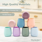 WeeSprout Silicone Baby Training Cups - Set of 2 Soft Silicone Cups - 2 oz Open Cup for Baby 6+ Months - Non-Slip Grip, Weighted Base - Gentle on Gums & Teeth (Matte Pink & Matte Purple)