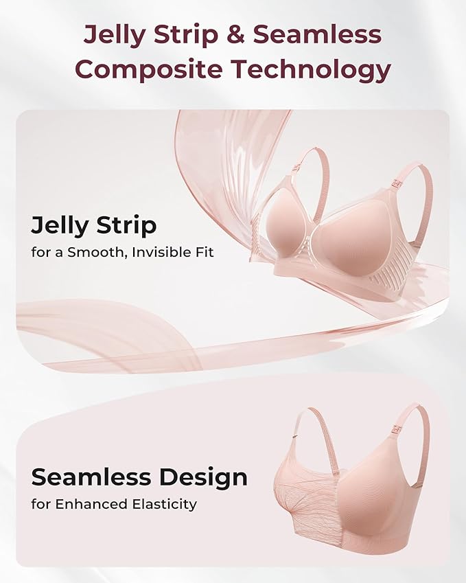 Momcozy CoolFit Nursing Bras for Breastfeeding, Ultra Stretch Seamless Jelly Strip Maternity Bra, Cooling Wireless