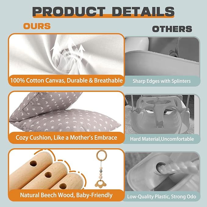 2 in 1 Baby Jumper & Swing, Baby Jumper for Indoor and Outdoor Use, Toddler Swing with Foldable Stand, Stable Bouncer Jumper（White）