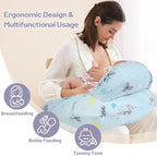 Nursing Pillow for Breastfeeding, Breastfeeding Pillows for More Support for Mom and Baby, with Plus Size Ergonomic Design and Removable Cotton Cover, Blue
