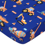 UOMNY Crib Sheet 52x28 Baby Sheet for Boys Breathable Fitted Crib Sheet for Standard Crib and Toddler Mattress Toddler Sheet Engineering Vehicle Blue