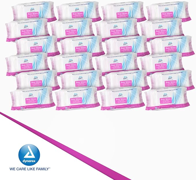 Dynarex Baby Wipes - Non-Alcohol Wipes for Babies with Lanolin & Aloe to Moisturize Skin - Sticker-Sealed Soft Pack - Unscented - 7x8", 80 Wet Wipes per Pack, 24 per Case