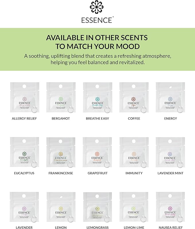 Essence Wearable Aromatherapy Nasal Diffuser – Stress Relief Essential Oil Nose Ring Refresh Kit – Personal Scent Clip for Travel, Work & Everyday Use – Made in USA