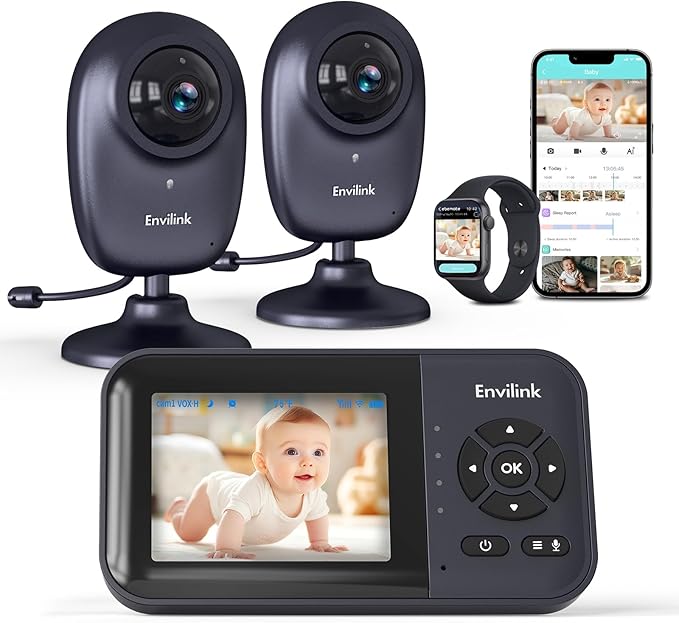 Smart Baby Monitor, 2.8in LCD, Night Vision, VOX, 2-Way Talk, 5 Lullabies 1500ft WiFi VideoBaby Monitor