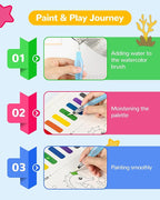 TECJOE Paint with Water Coloring Books for Toddlers, Marine Animal Series Watercolor Set with 3 Brushes, Mess Free Painting Activity for Kids Ages 4 5 6 7 8, Christmas Gifts Arts & Crafts Toy
