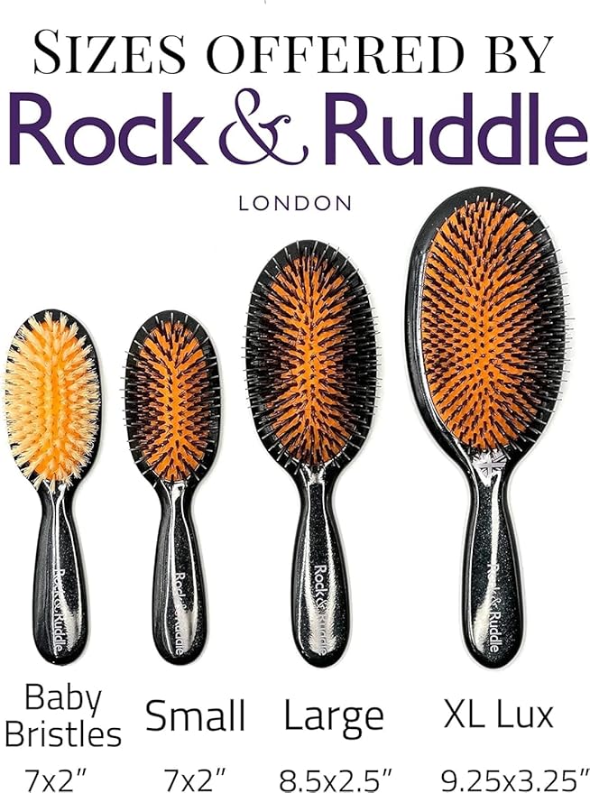 Rock & Ruddle Soft White Natural Boar Bristle Hairbrush for Babies and Young Children | Perfect for Fine Hair Detangling and Smoothing - Blue Ribbon