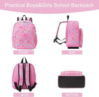 CLUCI Kids Backpack for Girls Toddler Backpack for Preschool Kindergarten Child Cute Daycare School Bookbag Travel Pink Rainbow