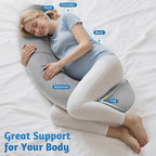 Pregnancy Pillows for Sleeping, C-Shaped Maternity Pillow for Pregnant Women, Memory Foam Body Pillow with Removable Cover, Adjustable Support for Back, Legs, Belly, Neck, 35.4’’ x 9.8’’