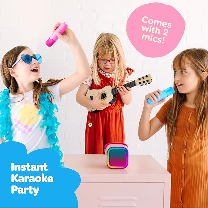 Move2Play, Karaoke Machine for Kids | Includes 20+ Kid Songs | 2 Microphones | Connect with Bluetooth | 3, 4, 5, 6, 7+ Year Old Gift | Toy for Girls, Boys, & Toddler | Birthday Present