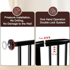 DEARBB Extra Wide Baby Gate Ultra Narrow Spacing 30.11-77.36" Pressure Mounted Double Lock Swing Auto Close Walk Through Metal Safety Pet Gate for Stairs and House Doorway Kitchen