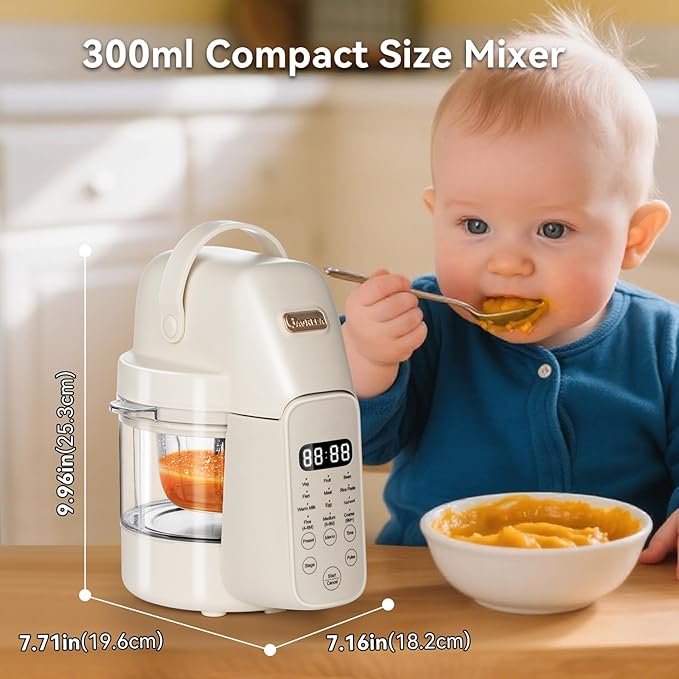 IAGREEA 9 IN 1 Baby Food Maker, 10oz Baby Food Puree Maker, Steamer Puree Blender with 3 Age Groups, Auto Cooking & Grinding, 24-Hour Appointment/450W Heating/Touch Control, Manual Mode, BPA-Free