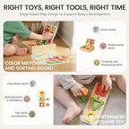 Tiny Land Montessori Toy Set for Babies 18-24 Months Investigator Play Kit- 4-in-1 Wooden Learning Toys with Color Sorting, Lacing Beads, Shape Matching, and Seasons Puzzles