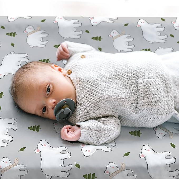 BROLEX Changing Pad Covers for Baby: Boy Girls Ultra Stretchy Soft 2 Pack, Elephants Bears