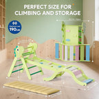 Pikler Triangle Set with Cushion 9 in 1, Climbing Toys for Toddlers Inside, Foldable Wooden Climbing Toys Indoor Jungle Gym Montessori Climbing Set for Toddler 1-3 in Home and Daycare