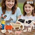 9PCS Realistic Farm Animal Toys for Toddlers, Educational Learning Plastic Farm Toy Animal Figure Set Playset Including Cow Sheep Pig Dog Figurines for Kid