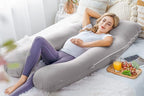 Meiz Pregnancy Pillow, Cooling Silky Pregnancy Pillows for Sleeping, Maternity Body Pillow for Pregnant Woman with Cooling Silk Jersey Cover, Light Grey