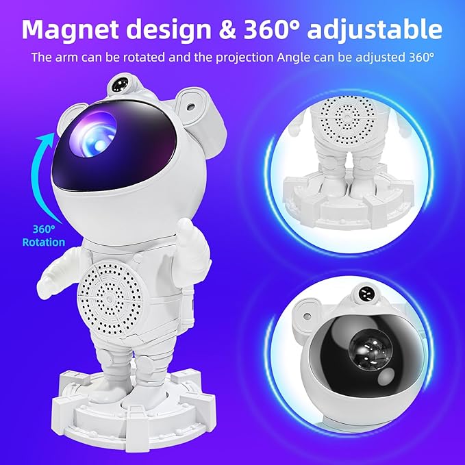 Astronaut Galaxy Projector-Star Projector,Bluetooth Speaker,White Noise, Star and Moon Galaxy Lights for Bedroom with Timer and Remote, Nebula Night Light 360° Adjustable, Starry Space Ceiling Lamp