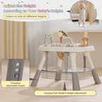 Baby Activity Center, Baby Jumpers and Bouncers with 5 Toys, Lights & Music, Adjustable Heights, 3-Stage Activity Center & Play Table, 360° Rotary Interactive Play Center for Baby Ages 6m+ (White)