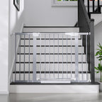 Cumbor 29.7-48" Baby Gate for Stairs, Mom's Choice Awards Winner-Dog Gates for Doorways, Auto Close Safety Pet Gate for Dogs Indoor, Easy Install Pressure Mounted Child Gate with Walk Thru Door, Gray