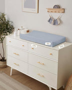 Blissful Diary Muslin Changing Pad Cover for Girls Boys, Ultra Soft Breathable Cotton, Baby Diaper Change Table Pad Covers, 2Pack (Light Blue&Grey)