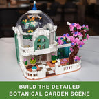 Botanical Garden Building Set, Flower Glass House Building Block Set with Luminous - 732 PCS Greenhouse Buiding Toy with Flowers Potted Plants Bunny Animals Model Xmas Gift for Adults Teens