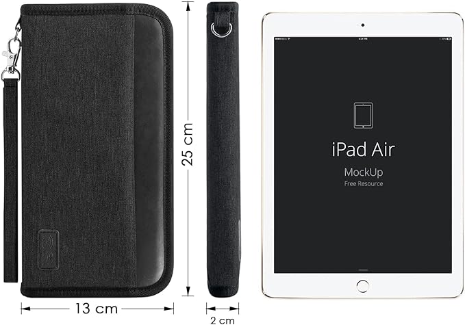 Real Leather Wallet RFID Family Passport Holder Waterproof Travel Essentials (All Black)