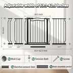 53.1-62.5 Inch Extra Wide Baby Gate, Pressure Mounted Dog Gate Indoor, Walk Thru Pet Gate for Cat Dog Child,Pet Gates for The House Doorway Black