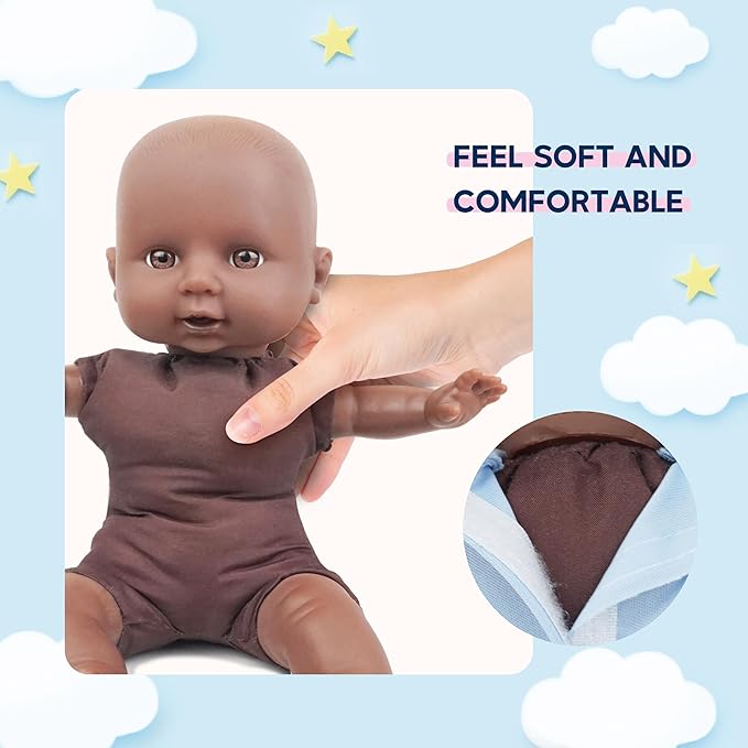 Toy Choi's Twin Baby Dolls - 12 inch Two Soft Body Black and White Doll with Accessoires, Dolls Play Set for 2 3 4 5 Year Old Boys and Girls Gift | Blue Outfit Doll Set