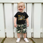 wdehow Toddler Kids Baby Boy Summer Clothes Sets 1T 2T 3T 4T 5T Letter Print Short Sleeve Tops Camouflage Shorts Outfits