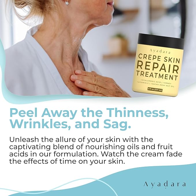 Crepey Skin Repair cream 8oz, Firming Lotion for Loose Skin, Crepe Corrector Collagen Cream for Body Tightening, Wrinkle Cream for Face, Neck, Arms and Legs, 500+ Uses