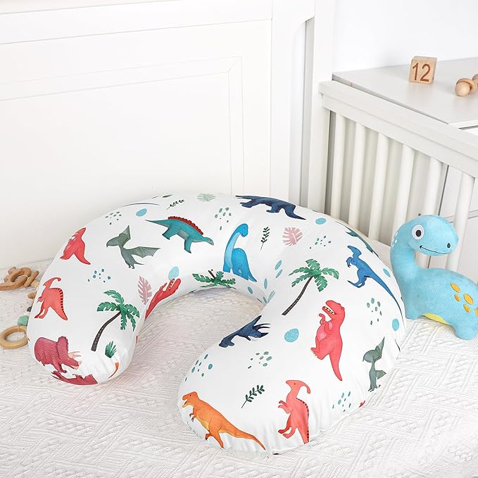 Nursing Pillow Cover, Breastfeeding Pillow Cover Stretchy Removable Feeding Pillowcase for Newborns, Ultra Soft and Comfortable Nursing Pillow Slipcover for Baby Boys Girls, Dinosaur Pattern