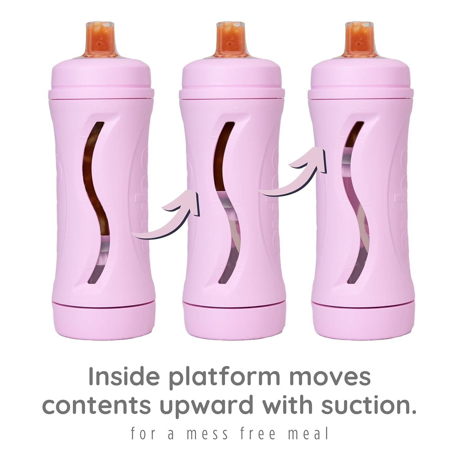 Subo Baby Food Bottle | No Mess Baby Toddler Self Feeder | Squeeze Free Design for Purees, Smoothies, Yogurt, Oatmeal, or Thickened Liquids | Reusable Silicone Washable Cup (Pink)