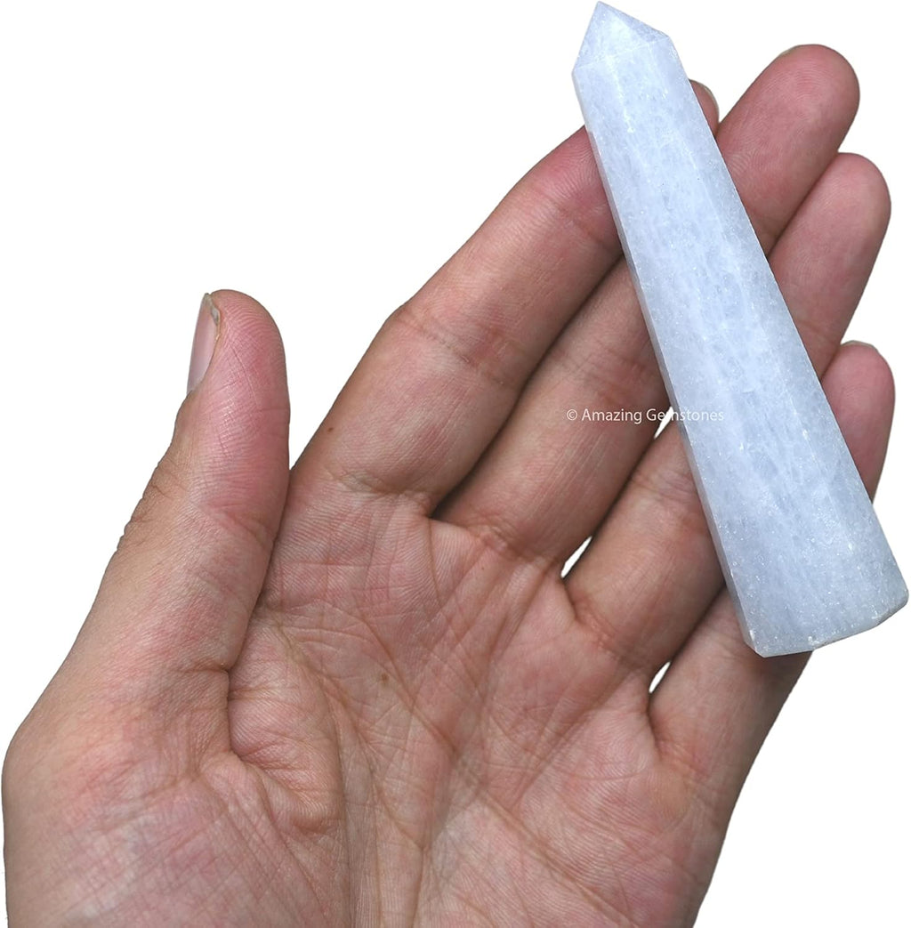 Amazing Gemstone Blue Calcite Celestite Crystal Towers ~ Natural Healing Crystal Point Obelisk for Reiki Healing and Crystal Grid (3 to 4 INCH)