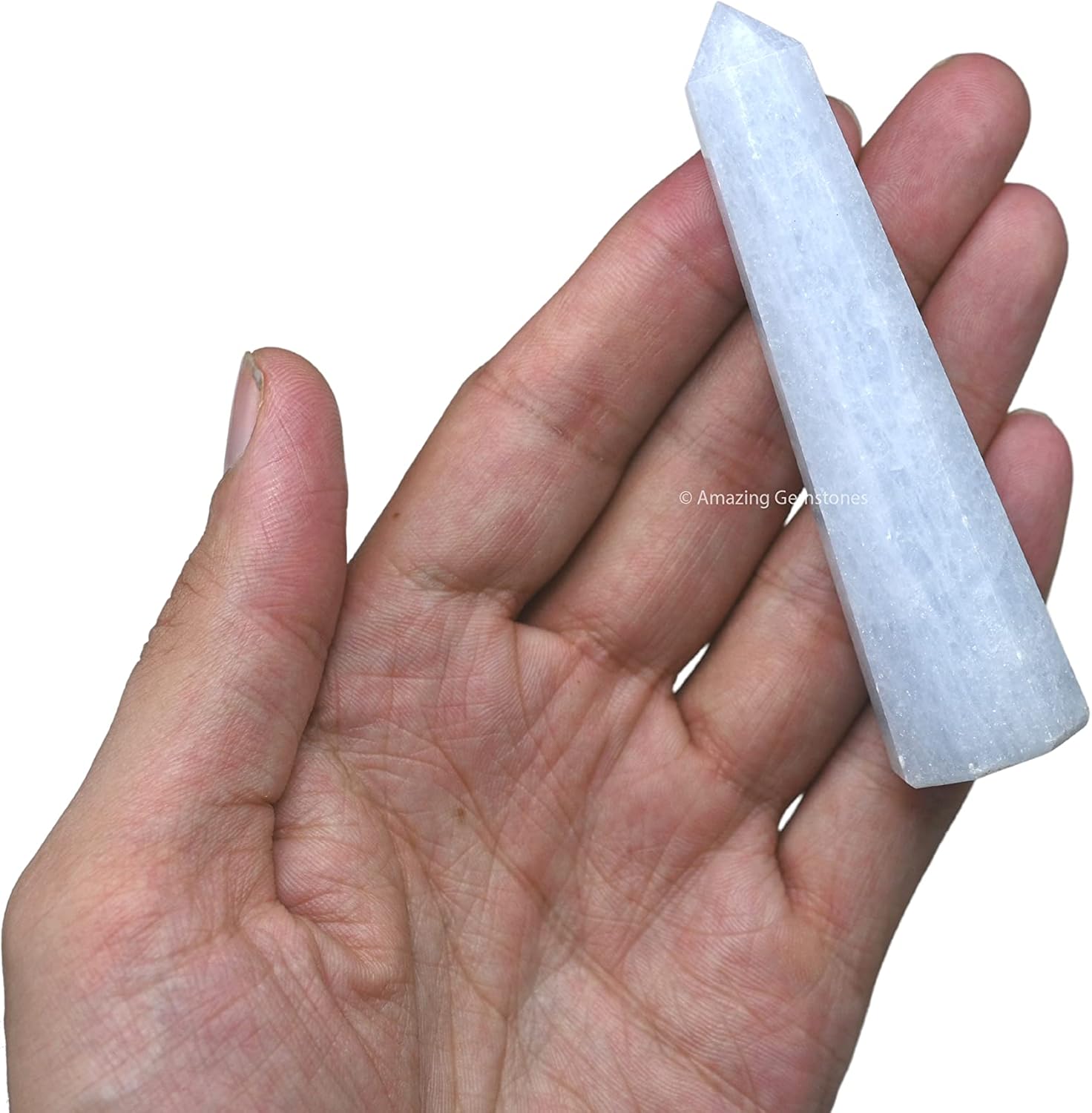 Amazing Gemstone Blue Calcite Celestite Crystal Towers ~ Natural Healing Crystal Point Obelisk for Reiki Healing and Crystal Grid (3 to 4 INCH)