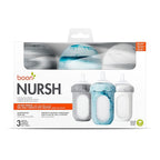 Boon Nursh Reusable Silicone Pouch Baby Bottles - Medium Flow Nipple - Silicone Baby Bottle Pouch and Nipple - Baby Feeding Essentials - Tie Dye - 3-6 Months - 3 Count - 8 Ounce