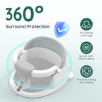 Baby Bath Seat Baby Bathtub - with Strong Suction Cups and 360° Surround Support – Easy Release, Non-Slip Cushion, Lockable Armrests – Infant Bath Chair for Babies 6-24 Months, Grey