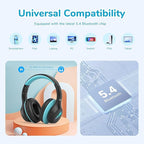 EarFun K4 Kids Bluetooth Headphones, Wireless Headphones with LED Lights, 74/85/94dBA Volume Limited, Built-in Mic, 90H Playtime, Bluetooth 5.4 Over Ear Headphone for iPad/Tablet/School, Dark Black