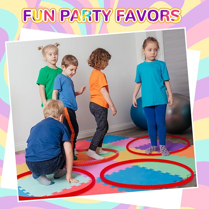 Shappy 6 Pcs Exercise Hoop Detachable Adjustable Plastic Toy Playground Toys Colored Hoop Circles for Teens Games Gymnastics Dog Agility Equipment Party Decor