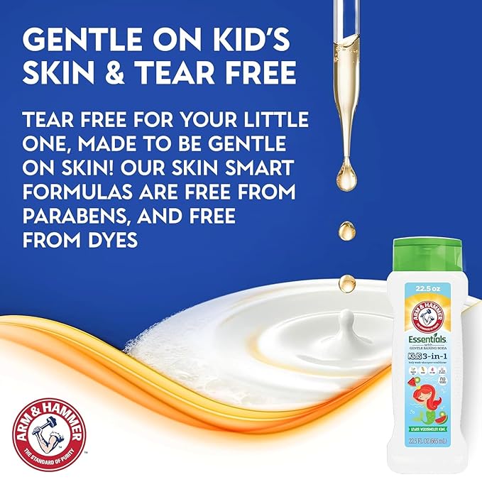Arm & Hammer 6 Pack Essentials Kids Body Wash - 3-in-1 Watermelon Kiwi 22.5oz - Non Toxic Kids Shampoo and Body Wash And Conditioner