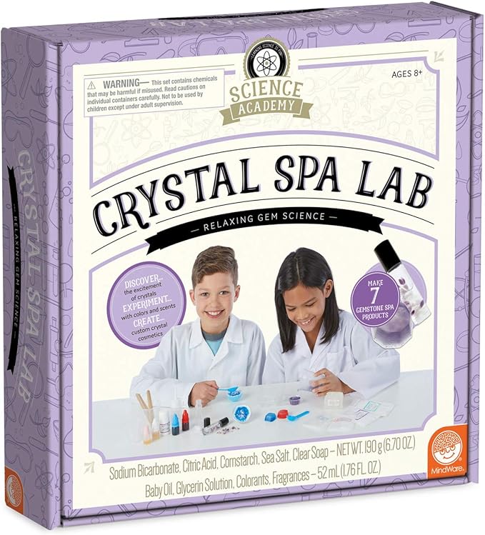 MindWare Science Academy Crystal Spa lab - Kids & Teens Create 3 spa Gifts with Our 19pc Science kit – A Creative DIY Chemistry kit for Both Boys & Girls – Great Gift for Children & Teenagers