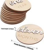 3D Wooden Monthly Milestone Cards, Baby Monthly Milestone Marker Cards, Newborn Memento Milestone to Document Baby's Growth, Pregnancy Journey Sign -incl Announcement & Hello World Sign.