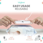 Lulyboo Compact Baby Wipe Warmer with Constant Temperature & Double Layer Cover - Portable USB Diaper Wipe Dispenser for Home, Car & Travel, Keeps Wipes Moist & Warm, Large Capacity, Baby Care Gift