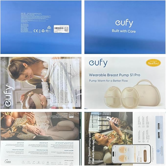 eufy Security Heated Wearable Breast Pump S1 Pro, Slim Hands-Free with Industry-Leading HeatFlow Tech, Wireless Charging Case, App-Controlled OptiRhythm, Hospital-Grade Suction, in-Bra Use